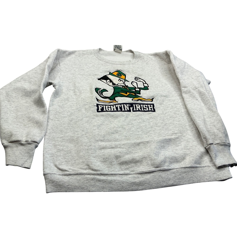 Nutmeg Mills Vintage Notre Dame Fighting Irish Sweatshirt Gray Large 90s USA